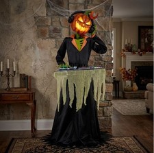6 FT ANIMATED DJ JACK PUMPKIN SKELETON HALLOWEEN ANIMATRONIC PROP LED LIGHTS picture