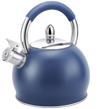 STPGoods Stainless Steel Whistling Kettle Ergonomic Silicone Handle 3.2 Qt Blue picture