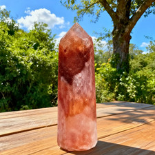 Natural  Fire Quartz Hematoid Crystal Tower Obelisk Reiki Healing Home Decor picture