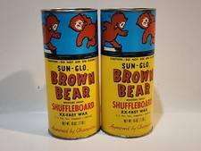 Vintage Sun-Glo Brown Bear Shuffleboard xx-fast wax (Lot Of 2) picture