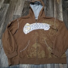 Disney Studio Collection Grumpy Hoodie Size XL Sweatshirt Brown Full Zip Y2k picture