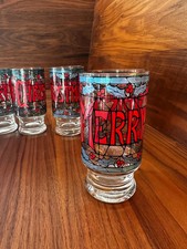 Cora Vintage 1970s Merry Christmas Stained Glass 10oz Flat Tumblers. Set of 4. C picture