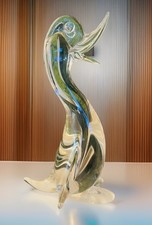 Elegant Murano Long Neck Duck Goose Clear Crystal Art Glass Animal Figurine picture