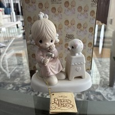 1980 Precious Moments Porcelain Figurine Girl with Piggy Bank E-4722 picture