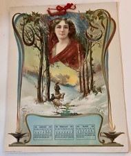 1908 Calendar Art Nouveau Chromolithograph Complete Gray Lithograph Co. NY picture