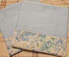 Vintage Stevens Utica Pillowcases 2  Standard Blue Floral No-Iron Muslin Fr Ship picture