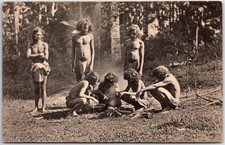 VINTAGE POSTCARD VEDDHAS MINORITY INDIGENOUS GROUP OF CEYLON COOKING c. 1910 picture