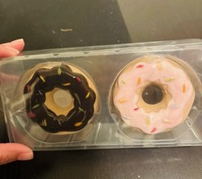 🍩NIB Ceramic Glazed Sprinkled Doughnut Themed Salt & Pepper Shaker Set picture