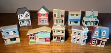 Lot of 10 Vintage Hallmark Nostalgic Houses And Shops 1988-2018, no boxes picture