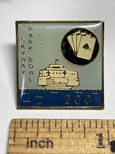 Vintage Skyway Park Bowl Seattle Ferry & Playing Cards Bowling Award Pin HS-40E picture