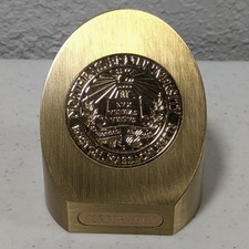 Rare2lb Northeastern University SolidBrass Paperweight Trustee Corporation Award picture