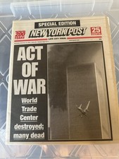 September 12, 2001 NY Post ACT OF WAR Historic 9-11 Vintage Newspaper MINT COND picture