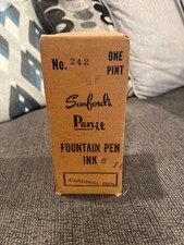 Vtg Sanford's Penit Cardinal Red Pen Ink Bottle One Pint sealed factory box picture