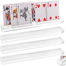Tebery 4 Pcs Acrylic Playing Card Holder with Dual Grooves, 2 Slot Clear Game Ca picture