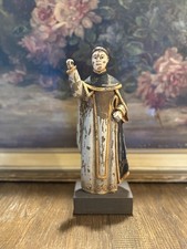 Vintage 12.5” Santo Monk Friar Religious Figure Hand Painted Folk Art Statue picture