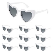 10 Pack White Heart Sunglasses Bachelorette Vintage Heart Shaped Glasses for ... picture