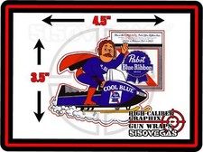 70's Pabst Beer Cool Blue Man On Snowmobile Vintage Decal Sticker 4.5