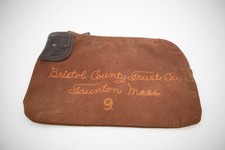 Canvas 1930s Zipper Bank Bag Chain Stitched Bristol County Leather Vtg Talon Zip picture