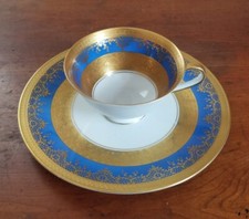Antique DW Porzellan Karlsbader Porcelain Tea Cup & Luncheon Plate Gold Gilt picture