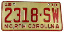 Vintage North Carolina 1973 Auto License Plate 2318-SW Garage Man Cave Pub Decor picture