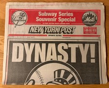 FINAL SALE  YANKEES WIN 3RD STRAIGHT WS.  Oct 27, 2000 NY Post Complete Newspap picture