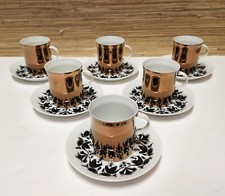 12 Rosenthal Germany HILTON 6 CUPS & SAUCERS Bjorn Wiinblad EUC Copper Shine picture