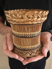 FINE NATIVE AMERICAN INDIAN CALIFORNIA HUPA  YUROK TWINED OPENWORK WOVEN BASKET picture